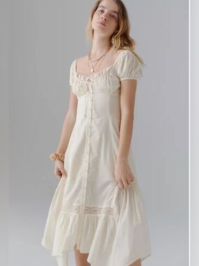 Urban Outfitters Cream Button-Front Maxi Dress